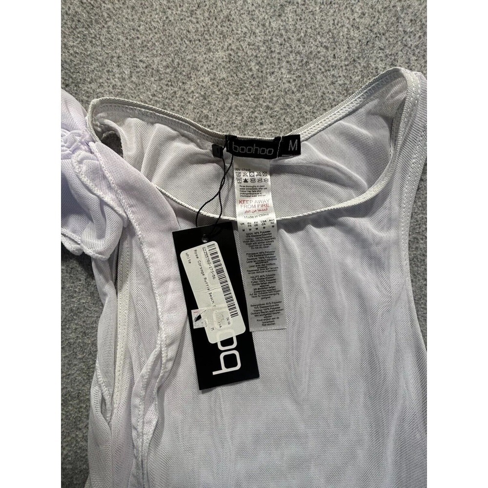 Boohoo Women's White Chiffon Beach Dress Cover Up Medium NWT - Picture 6 of 7